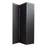Biombo 3 Folhas Mdf 9 Mm Decoração Mod 23 Preto Gravado