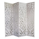 Biombo 4 Folhas 172x180cm Mdf Modelo 27 Branco + Pés