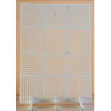 Biombo 4 Folhas Mdf Modelo Ripado Pintura Divisória + Pés