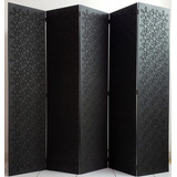 Biombo 6 Folhas Mdf 9 Mm Decoração Mod 23 Preto Gravado