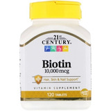 Biotina 10,000mcg 120tablets Importada 21st Century