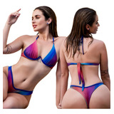 Biquini Asa Delta Top Arco Inteiro Aro V Tie Dye Conjunto