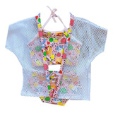 Biquíni Maio Infantil Menina Kimono Melancia Verão Praia Top