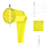 Biruta - Windsock Conjunto Completo 45cm Nylon Amarelo