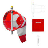 Biruta - Windsock Conjunto Completo 45cm Vermelho E Branco