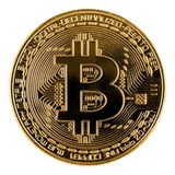 Bitcoin Moeda Física Banhado À Ouro Com Case