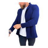 Blazer Cardigan Comprido Longo Masculino Casaco Manga Longa