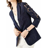 Blazer Casaquinho Slim Manga Longa Renda Elegante Sofistic