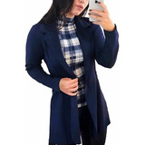 Blazer Feminino Max Longo Acinturado Sobretudo Em Neoprene