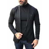 Blazer Masculino Zip Off Slim Fit Sarja Com Elastano Top