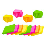 Bloco Auto Adesivo Post Recado Lembrete 400 Folhas Neon