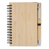  Bloco De Anotações Caderneta + Caneta Bambu 
