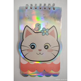 Bloco De Anotações Gatinho Holográfico Páginas Decoradas