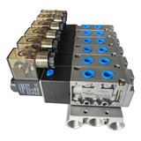 Bloco Manifold 6 Válvulas Solenoide 5/2 Vias 1/4 Werk Schott