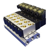 Bloco Manifold Com 6 Válvulas Pneumáticas 5/2 1/4 220vca