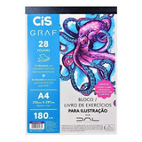 Bloco Papel A4 Para Desenho Ilustrações Cis 180gr 28 Folhas