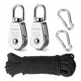 Bloco Polia Guindaste M25 2 Peças Com Corda Nylon