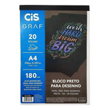 Bloco Preto Para Desenho Papel 180gr 20 Folhas A4 Cis Graf