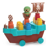 Blocos De Encaixar Infantil Barco Pirata 13 Peças Elka 1045