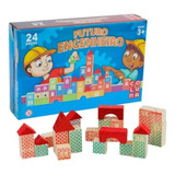 Blocos De Montar 24 Peças Engenheiro Madeira Brinquedo