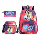 Bluey School Backpacks, Conjunto De Lápis De Moda De 3 Pés