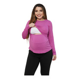 Blusa Amamentação Manga Longa U Blusinha Grávida C/ Abertura
