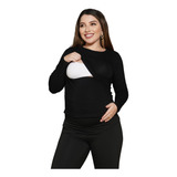 Blusa Amamentação Manga Longa U Blusinha Grávida C/ Abertura