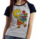 Blusa Baby Look Simpsons Lisa Livros Maggie Marge Homer Filh