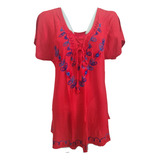 Blusa Bata Feminina Bordada 100% Viscose Pronta Entrega