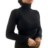 Blusa Cacharrel Feminina Lã Trico Tricot Gola Alta Luxo
