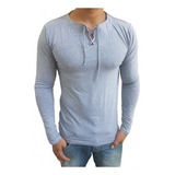 Blusa Camisa Masculina Bata Ilhós Slim Manga Longa Viscose