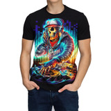 Blusa Camiseta Dj Music Caveira Skull