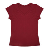 Blusa Camiseta Feminina Gola V Babylook Básica Lisa