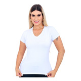Blusa Camiseta Feminina Gola V