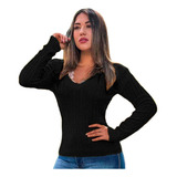 Blusa Cardigan Tricot Trançadinho Feminina Ref:983