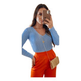 Blusa Cardigan Tricot Trançadinho Feminina Roupas Ref:001