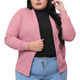 Blusa Casaco Cardigan Canelado Plus Size Fashion