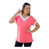 Blusa Charmosa Feminino Bata Vazada Gola