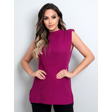 Blusa Colete Feminino Tricot Moda Inverno Sem Manga Basico