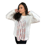 Blusa De Frio Femini Tricô Pérolas Moda Inverno Atacado