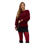 Blusa De Frio Feminina Manga Longa Trico Modal Croche Tricot