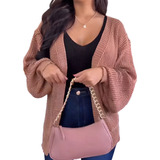 Blusa De Frio Kimono Cardigan De Tricô Lã Manga Bufante Larg