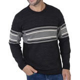 Blusa De Frio Masculina-suéter Tricôt-preto Mescla-dir.fábr.