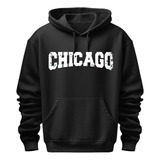 Blusa De Frio Moletom Chicago Básico Unissex Casaco Canguru