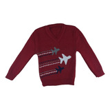 Blusa De Tricot Infantil Meninos Gola V Avião