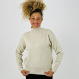 Blusa Facinelli Lã Manga Longa Gola Alta Canelada Feminina