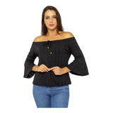 Blusa Feminina Bata Ciganininha Manga Flare