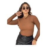 Blusa Feminina Cacharrel Manga Longa Segunda Pele Basica