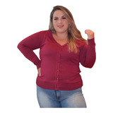 Blusa Feminina Casaco Cardigan Liso Trico Tamanho G