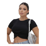 Blusa Feminina Cropped Top Cruzado Transpassado Blogueiras